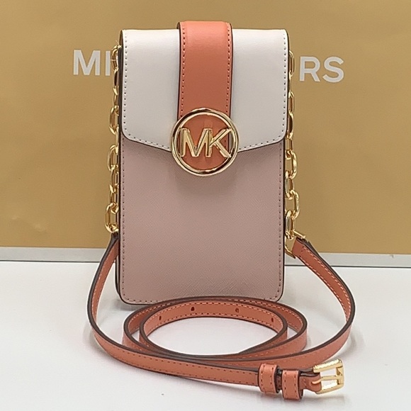 MICHAEL KORS Carmen Small Color-Block  Phone Crossbody Bag POWDER BLUSH MULTI - Picture 13 of 16